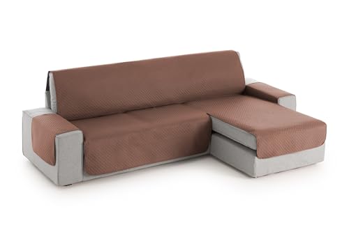 Textilhome - Copridivano Salvadivano Chaise Longe ADELE - Color Marrone - PENISOLA A DESTRA (VISTA DI FRONTE) - Protezione per divani imbottiti - Dimensione 240 cm