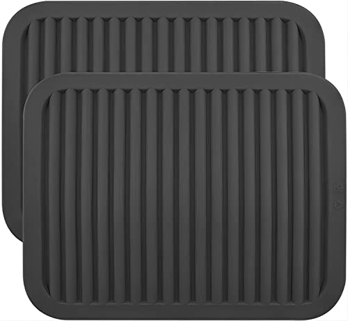 Hotsyang シリコン製五徳パッド 熱い料理、鍋、フライパン用 大きな鍋敷きマット 2枚セット グレーダーク シリコンホットパッド 鍋つかみ キッチンテーブルトップ用