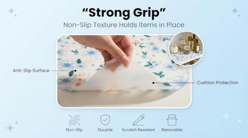 Image of Dribble (45cm X 500cm) Eva Shelf Liner Mat Roll, Non Slip Drawer & Cabinet Liner for Kitchen, Waterproof Oilproof Washable Fridge Mat, Anti Skid Multipurpose Mat (Spring Lavender Blue)