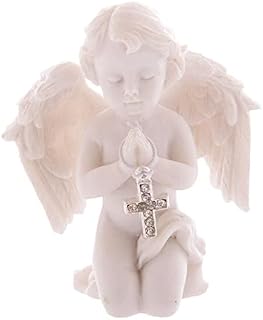 Beautiful Angel Cherub Praying with Bejewelled Cross Ornament Mothers Nana Grandma Gift Present