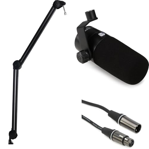 PreSonus PD-70 Dynamic Cardioid Broadcast Microphone with Boom Arm Bundle for Podcasting, Streaming, Recording, and Vocal Applications – Professional Studio Quality Sound