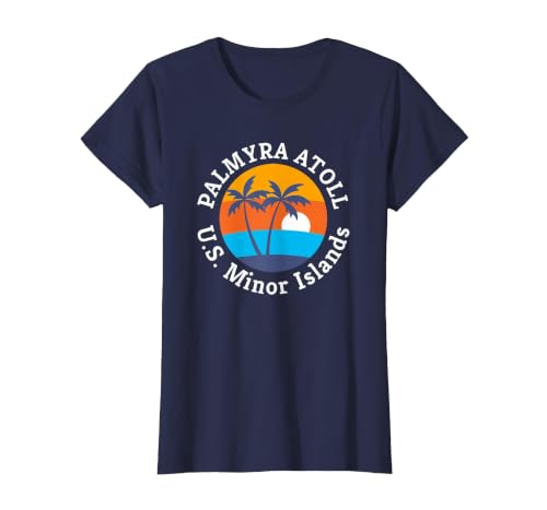 Palmyra Atoll Beach U.S. Minor Islands Summer Vacation T-Shirt, Women, Navy Blue, Small