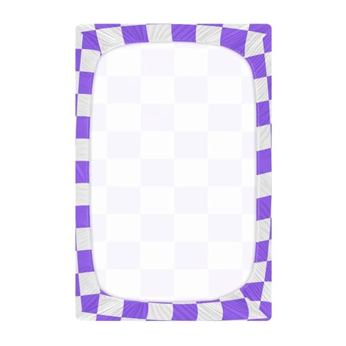 Image of Baby Crib Sheet Purple Checkerboard Crib Mattress for Boys and Girls Playard Sheet Soft Breathable Fitted Baby Mattress Cover 52x28in