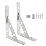 Soportes Estanterias Pared, SAYAYO Escuadras para Estanteras Pesados 2 Piezas Escuadras Metalicas Cepillado para Baldas de Madera 150mm x 105mm, EJ5201-2P