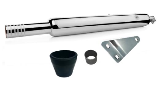 Image of HK LONG PUNJAB Silencer,(BADA PUNJAB)(LONG BOTTLE) FOR ROYAL ENFIELD Silver Chrome Plated compatible with CLASSIC 350 /500 / BULLET 350 / ELECTRA /(FOR BS3 /BS4 RE MODELS)