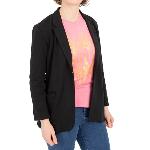 Womens Blazer Jackets for Women with Rolled up Sleeves, Viscose from Bamboo (US, Alpha, Small, Regular, Regular, Black)