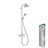 hansgrohe Duschsystem Croma 220 (Regendusche mit 4 Strahlarten, Duschkopf, Duschstange und Thermostat) chrom