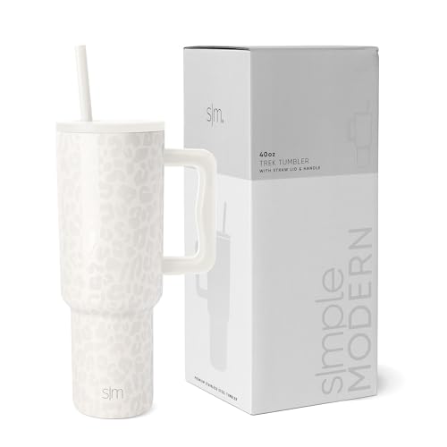 Simple Modern Thermobecher mit Strohhalm und Griff | Isolierter Edelstahl-Trinkbecher...