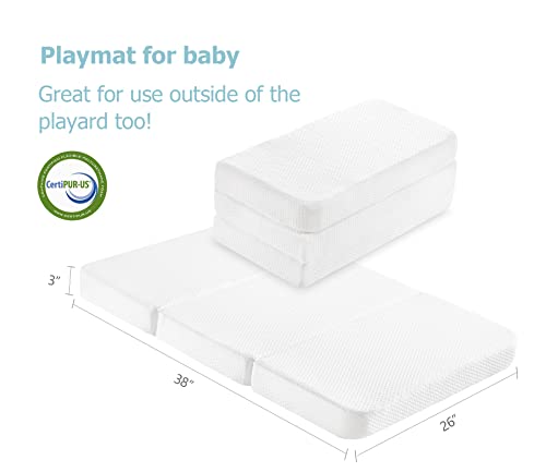 Ubbcare Pack And Play Mattress, Portable Memory Foam Play Yard Mattress, 38 X 26 X 3 Inches Travel Mattress For Baby, Washable Cover & Storage Bag #TOP2