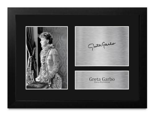 Foto firmada de Greta Garbo en Anna Karenina enmarcada en A4 para cinéfilos coleccionistas