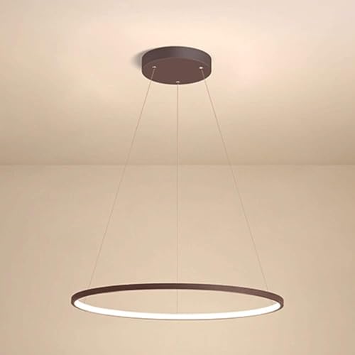 Lustre suspension anneau LED en métal et acrylique pour éclairage de salon