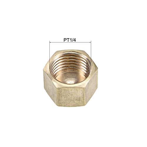 Uxcell Brass Cap Pt1/4 Female Pipe Fitting Hex Compression Stop Valve Connector #TOP1