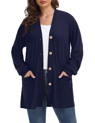 Image of MONNURO Plus Size Cardigan for Women Lightweight Button Down with Pockets