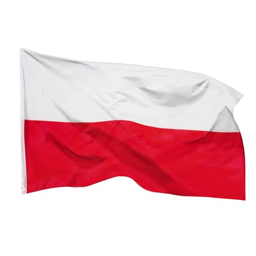 Aricona Polen Flagge 90x150cm - wetterbeständige Fahne mit Messingösen, 100% Polyester, robuste Doppelnaht & in lebendigen Farben - ideal für Flaggen-Liebhaber