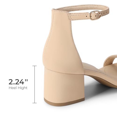 DREAM PAIRS DREAM PAIRS Womens Low-Chunk Low Heel Pump Sandal,Size 9.5,Nude/Nubuck,LOW-CHUNK