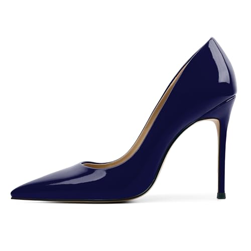 Image of Eldof Women's Classic Dress Pumps Shoes, Sexy Pointed Toe 4 inch Stiletto High Heels, Office Formal Slip On Size 5-13