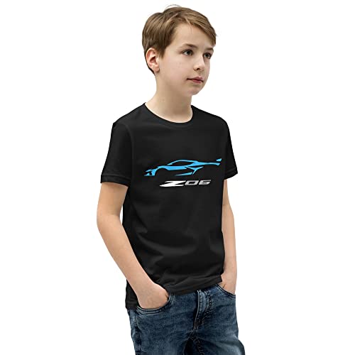 2023 Sports Car Z06 C8 Vette Rapid Blue Silhouette Youth Short Sleeve T-Shirt2