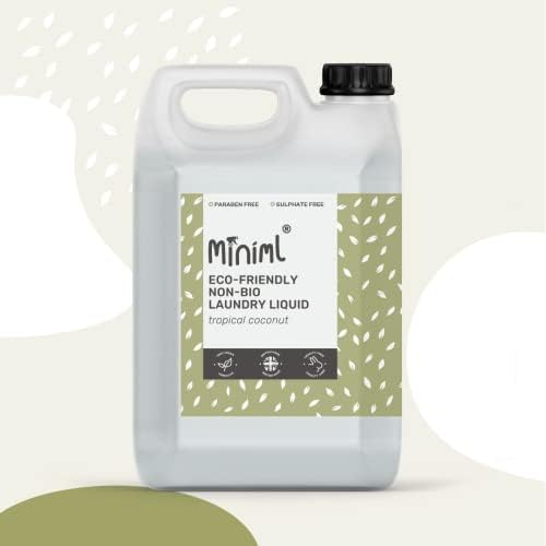 Miniml Eco Laundry Liquid Washing Detergent 5L Refill - Natural Non Bio Coconut Scented Clothes and Fabric Softener for Machine or Delicate Hand Cleaning - 100% Vegan & Cruelty Free (165 Washes)