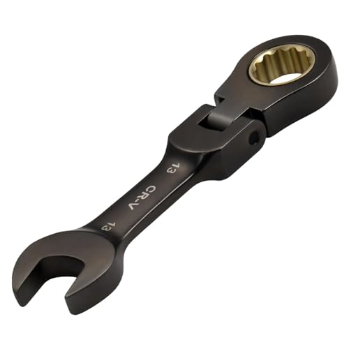 SPEEDWOX 13mm Stubby Flex-Head Ratcheting Combination Wrench - 72 Tooth Box and Open End Spanner, Anti-Slip Flexible Head, Heat-Treated CR-V Steel Works on Stripped and Rounded Bolts