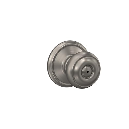 Image of SCHLAGE Georgian Bed /Bath Privacy Door Knob with Lock, Satin Nickel