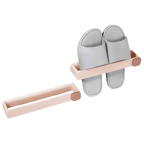 Zapatero plegable de pared – Organizador ahorra espacio para baño, armario, salón, pasillo y dormitorio, pantuflas con bolsillos, portaobjetos autoadhesivo para colgar zapatos (beige)