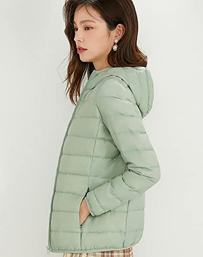 Lightweight Down Jacket Women Packable Ladies Puffer Jacket Coats for Women Puffa Jackets With Hood Hooded Waterproof Puffer Jackets Womens Compressible Down Feather Coat Parka Quilted Padded Green M - Image 4