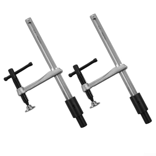 Kivivaka Lot de 2 pinces de maintien en métal à action rapide, pour établis à trou de 16 mm, plage de serrage maximale de 160 mm, pince de bureau torsadée à la main pour tables de soudage du bois
