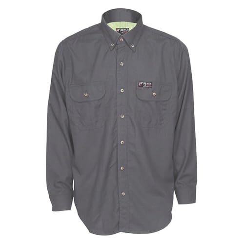 Image of MCR Safety Summit Breeze SBS1001L Flame Resistant 5.5oz Inherent Blend Shirt, Underarm /Back Vents, Men's Work Shirt, Large, Gray