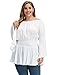 Hanna Nikole Womens Plus Size Renaissance Blouse Off Shoulder Trumpet Sleeve Peasant Tops White 26 Plus
