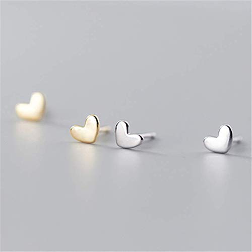WZGWDC Damen-Ohrringe, modisch, minimalistisch, echtes Silber, Kleiner Liebes-Herz-Ohrstecker für Frauen, Studenten, Teenager, Schmuck
