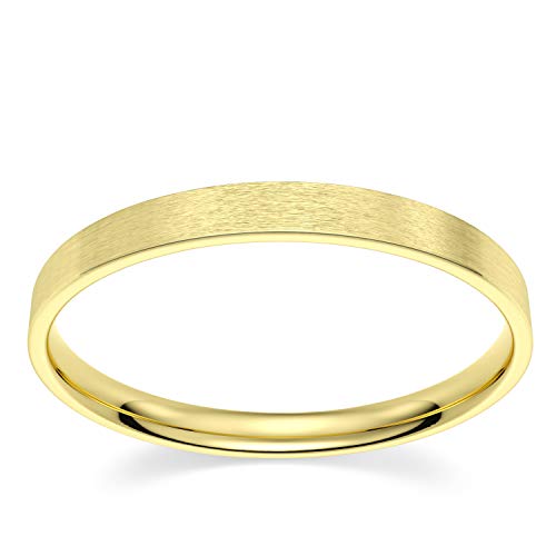 14k Yellow Gold 2mm Light Comfort Fit Brush Finish Flat Wedding Band