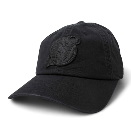 American Needle New Jersey Devils NHL Blue Line Tonal Adjustable Dad Cap Hat (Black)