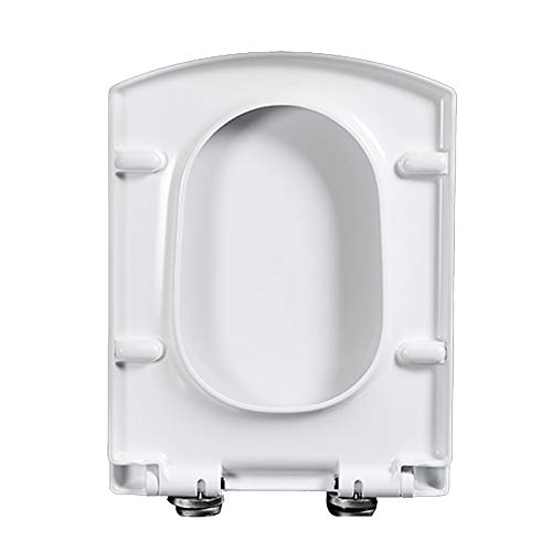 Toilet Seats Multifunctional Quiet Close PP Material Rectangle Type Thicken Mute Slow Down Detachable Bathroom Accessories Fits All Regular Toilet Bowls, White(White) (Round)