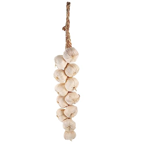 Cabilock 1 pc Halloween Artificial Garlic String-Simulation Artificial Lifelike Fake Vegetable, Hanging String Photography Props for Home Office Kitchen Decoration.