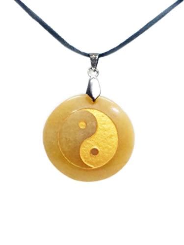 Yellow Aventurine Yin Yang Symbol Engraved Pendant for Men and Women-image-49