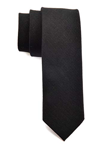 Men Skinny Black Silk Wool Ties Cotton Timeless Matte Texture Neckties For Groom #TOP8
