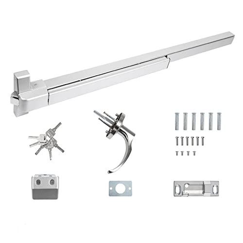 IRONWALLS Panic Bars for Exit Doors 41”, Stainless Steel Commercial Push Bar Panic Exit Device with Exterior Door Lever Handle, Push Bar Door Lock Emergency Door Hardware for 41”-53” Doors