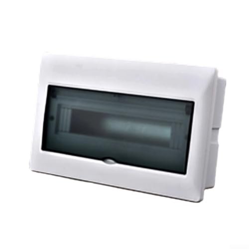 Image of 15-Way DIN Rail Distribution Box With Transparent PC Cover, Wall Mount Electrical Consumer Unit for Indoor Outdoor Home Workshop Use, 37 x 23 x 9 cm White