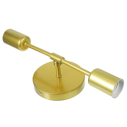 Ipetboom Aplique de Pared Doble Moderno de Hierro Lámpara Minimalista Dorada para Baño Luz Regulable para Pasillo y Tocador Instalación Vertical U Horizontal