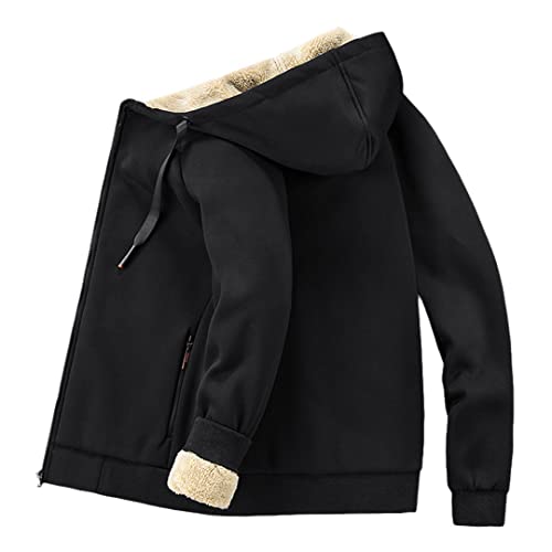 Sweat à capuche cachemire d'agneau homme XXL noir veste polaire chaude contre le vent d'hiver
