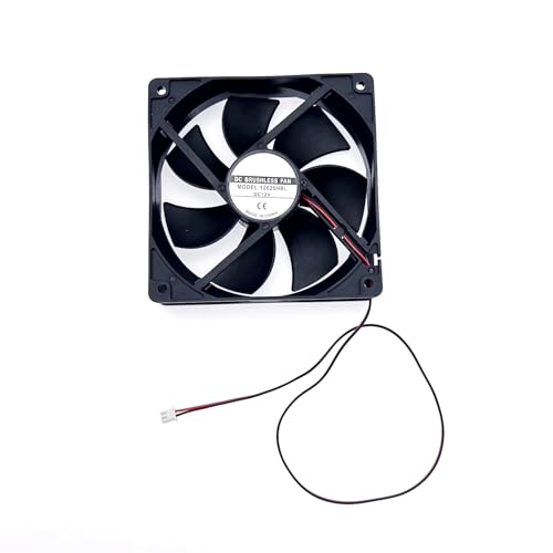 JZK 2 pcs DC 12V cooling fan 12cm, 12025 Low Noise dual-ball bearing fan, 120mm brushless fan for ice machine, fan heater, cooler, PC case fan, 120x25mm - Image 5