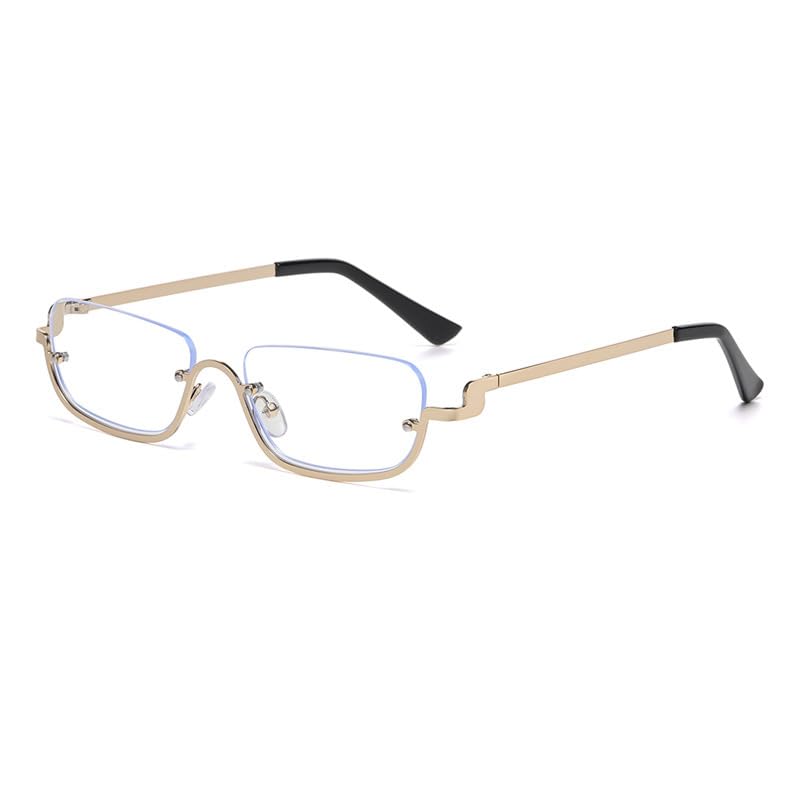 Unisex Vintage Square Sunglasses – Retro Metal Half-Frame (European & American Style)