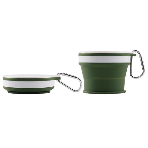 Orange Cottage Collapsible silicone camping water cup green capacity Aluminum alloy hiking buckle 170ml