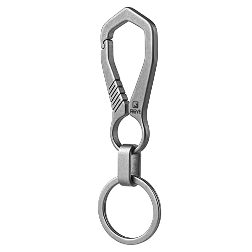 FEGVE Titanium Key Chain with Key Ring,Carabiner Car Key Chains for Men and Women (Gun metal grey+Tai-A)