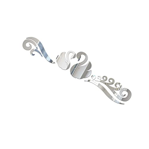 1Pc Mirroraid Wall Sticky House Ornaments Swan Acrylic Wall Sticker Mural Sticker Decorations Wall Sticker Wall Decals Applique Acrylic Wall Sticker Diy Wall Sticker Silver Window #TOP23