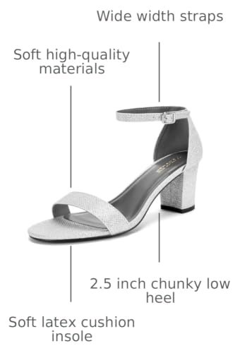 Image of DOBOLIN Women's Heeled Sandals Open Toe Ankle Strap 2.5-Inch Chunky Heels Dress Shoes Wide Feet Friendly