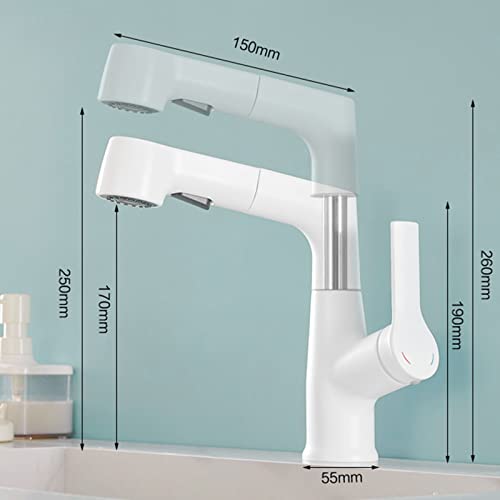 Robinet de lavabo avec douchette extractible pivotant et multifonction pour eau chaude - 6