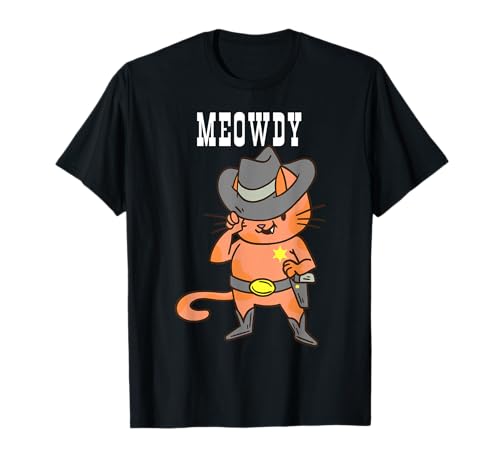 Gato del sheriff Meowdy, broma divertida de miow Howdy Meme, amante de los gatos Camiseta