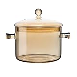 1.5L / 53 fl. oz. Clear Glass Pot with Lid Saucepan Heat Resistant Glass Stove and Pan with Lid Soup, Milk, Baby Food, Pasta (50oz/1500ml clear)