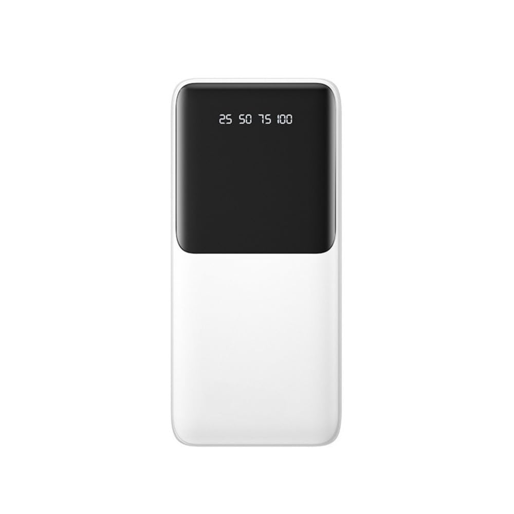 Banco de energía portátil de 10000 mAh, blanco, con cable de carga desmontable 4 en 1 integrado, pantalla de batería LED